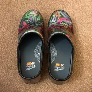 Dansko Clogs with Multicolor Tropical Leaf Print